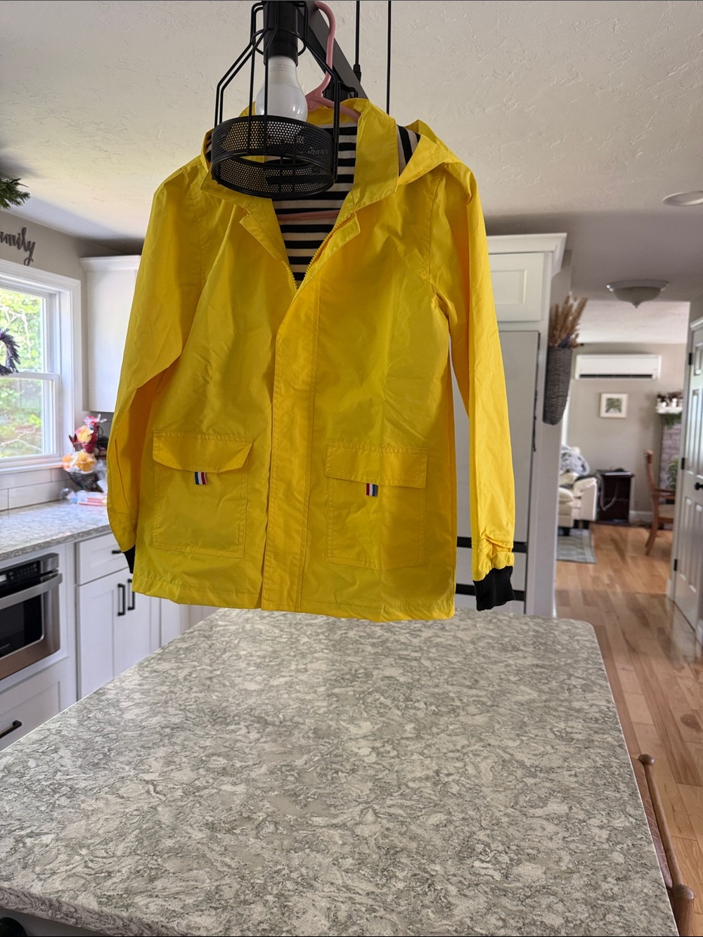 Yellow Hooded Rain Jacket